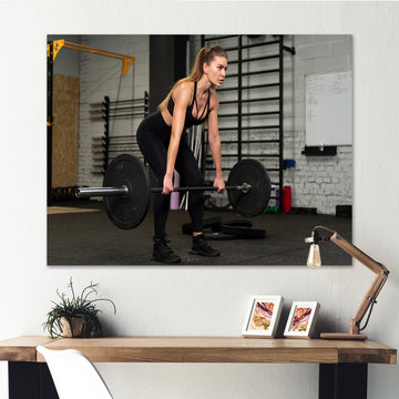 Woman Training Gym Full Shot - Aerobic & Bodybuilding Canvas Wall Art